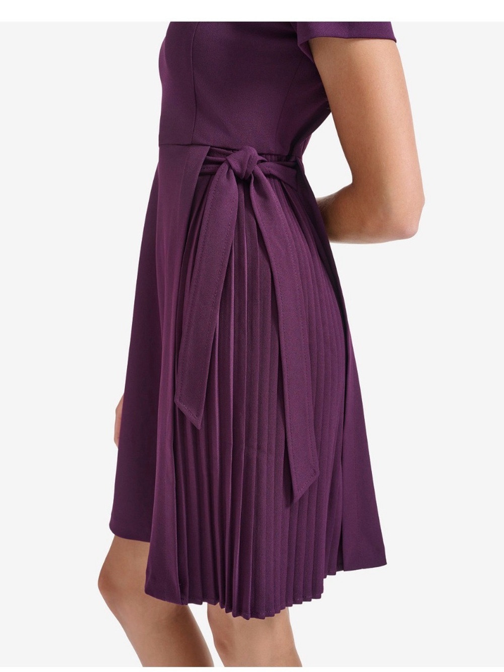 Calvin Klein Short Sleeve Side Pleat Midi Dress 18W Plum - Picture 5 of 5